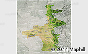 Satellite Panoramic Map of Mandalay, lighten, semi-desaturated