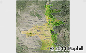 Satellite Panoramic Map of Mandalay, semi-desaturated