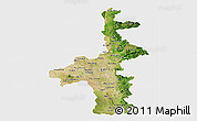 Satellite Panoramic Map of Mandalay, single color outside