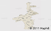Shaded Relief Panoramic Map of Mandalay, single color outside