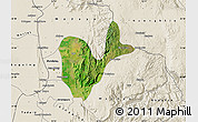 Satellite Map of Patheingyi, shaded relief outside