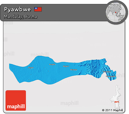 Political 3D Map of Pyawbwe, cropped outside