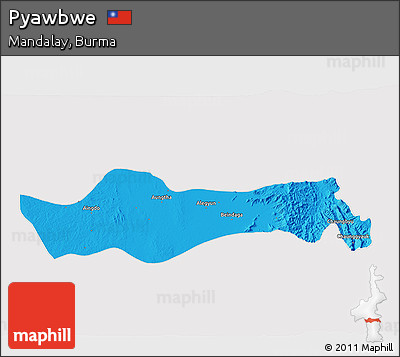 Political 3D Map of Pyawbwe, cropped outside