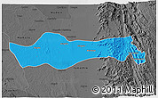 Political 3D Map of Pyawbwe, darken, desaturated