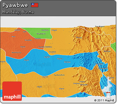 Political 3D Map of Pyawbwe