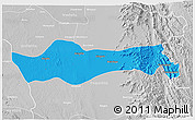 Political 3D Map of Pyawbwe, lighten, desaturated