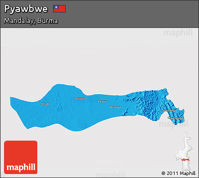 Political 3D Map of Pyawbwe, single color outside