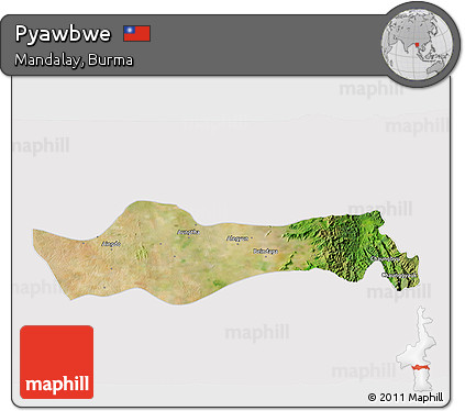 Satellite 3D Map of Pyawbwe, cropped outside