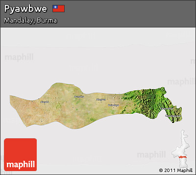 Satellite 3D Map of Pyawbwe, cropped outside