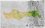 Satellite 3D Map of Pyawbwe, lighten, desaturated