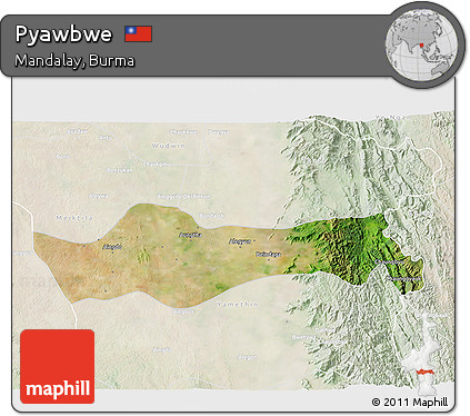 Satellite 3D Map of Pyawbwe, lighten