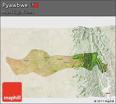 Satellite 3D Map of Pyawbwe, lighten