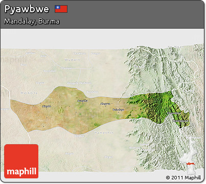 Satellite 3D Map of Pyawbwe, lighten