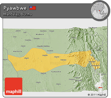Savanna Style 3D Map of Pyawbwe