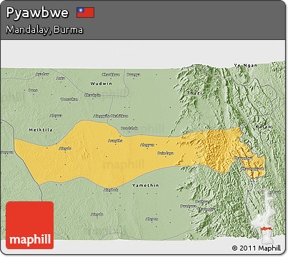 Savanna Style 3D Map of Pyawbwe
