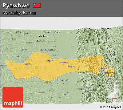 Savanna Style 3D Map of Pyawbwe