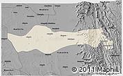 Shaded Relief 3D Map of Pyawbwe, darken, desaturated