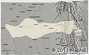 Shaded Relief 3D Map of Pyawbwe, darken, semi-desaturated