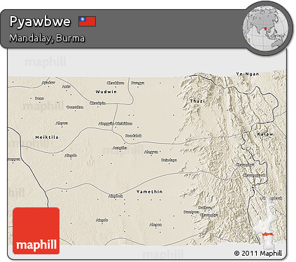 Shaded Relief 3D Map of Pyawbwe