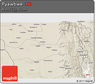 Shaded Relief 3D Map of Pyawbwe