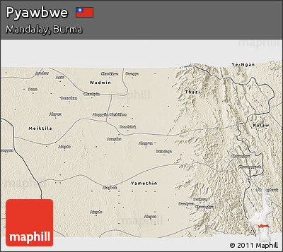 Shaded Relief 3D Map of Pyawbwe