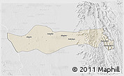 Shaded Relief 3D Map of Pyawbwe, lighten, desaturated