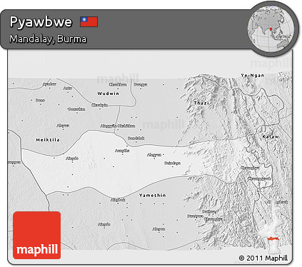 Silver Style 3D Map of Pyawbwe