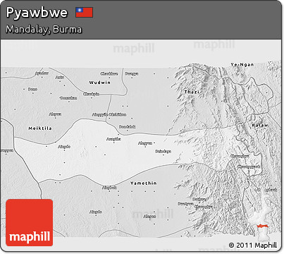 Silver Style 3D Map of Pyawbwe