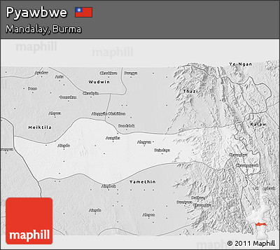 Silver Style 3D Map of Pyawbwe