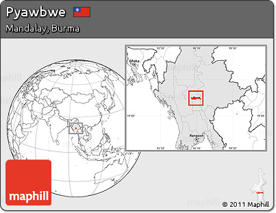 Blank Location Map of Pyawbwe, highlighted country