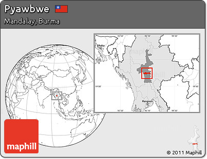 Blank Location Map of Pyawbwe, highlighted country, highlighted parent region
