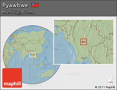 Savanna Style Location Map of Pyawbwe, hill shading