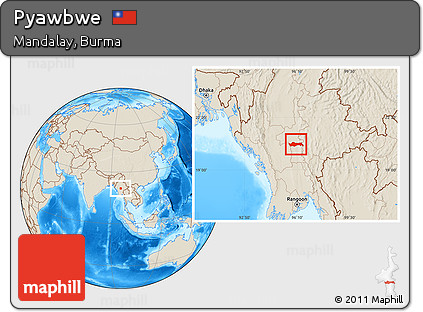 Shaded Relief Location Map of Pyawbwe
