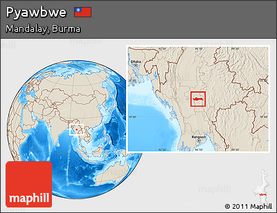 Shaded Relief Location Map of Pyawbwe