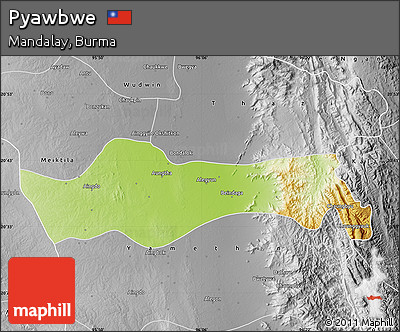 Physical Map of Pyawbwe, desaturated