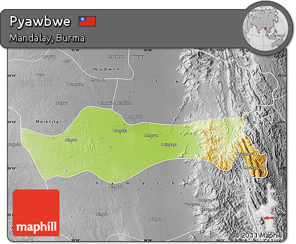 Physical Map of Pyawbwe, desaturated