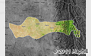 Satellite Map of Pyawbwe, darken, desaturated