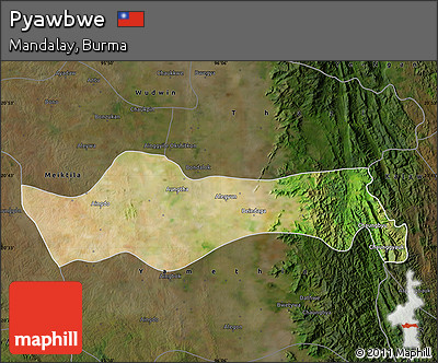Satellite Map of Pyawbwe, darken