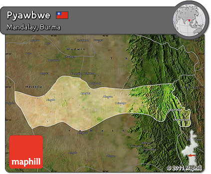 Satellite Map of Pyawbwe, darken