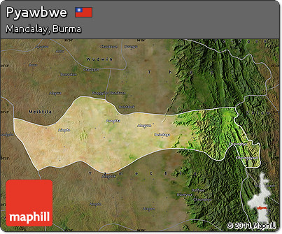 Satellite Map of Pyawbwe, darken