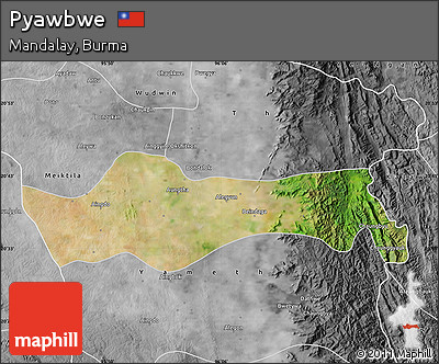 Satellite Map of Pyawbwe, desaturated