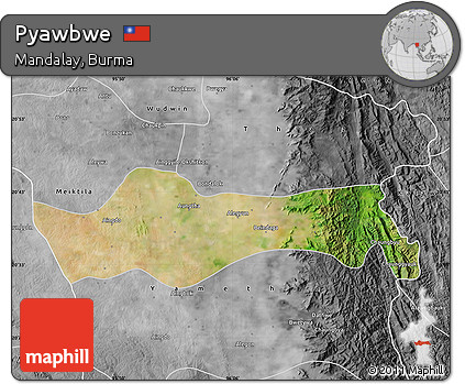Satellite Map of Pyawbwe, desaturated