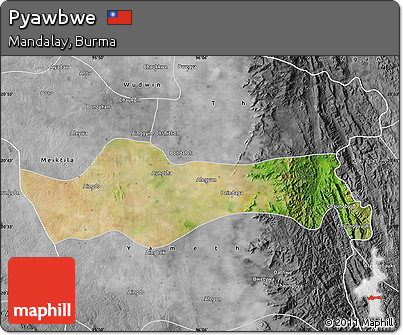 Satellite Map of Pyawbwe, desaturated