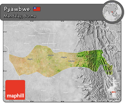 Satellite Map of Pyawbwe, lighten, desaturated