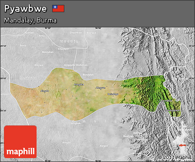 Satellite Map of Pyawbwe, lighten, desaturated