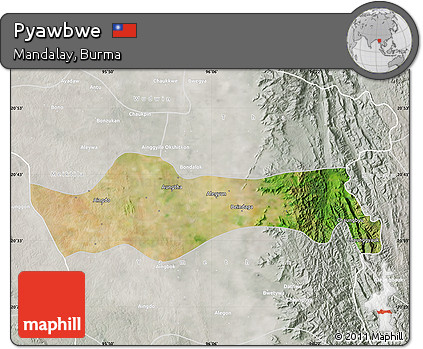 Satellite Map of Pyawbwe, lighten, semi-desaturated