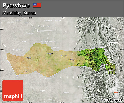 Satellite Map of Pyawbwe, lighten, semi-desaturated