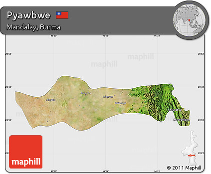 Satellite Map of Pyawbwe, single color outside