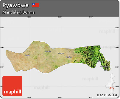 Satellite Map of Pyawbwe, single color outside