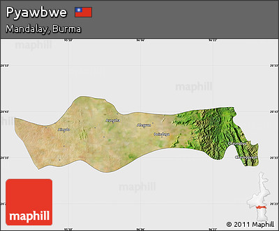 Satellite Map of Pyawbwe, single color outside